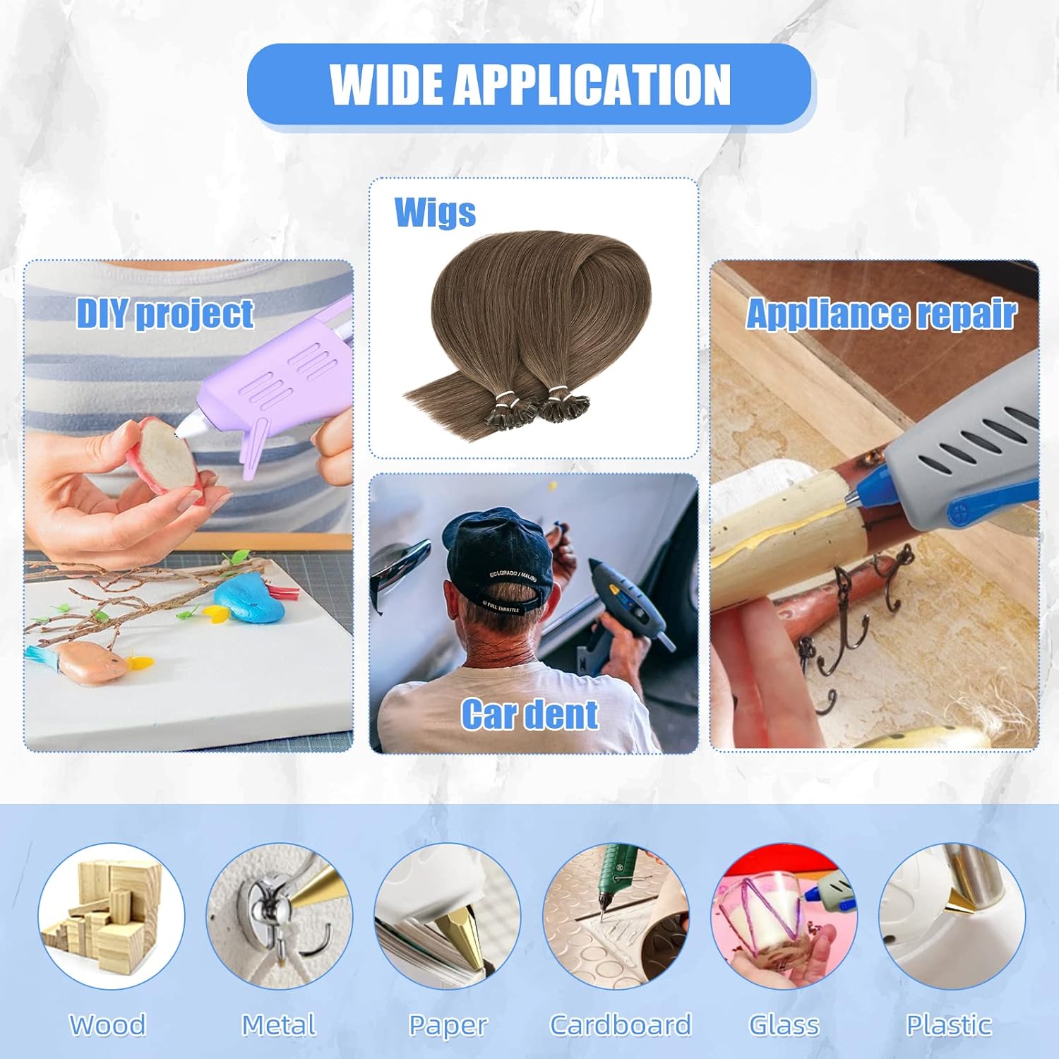 24 Uds. Palos de extensiones d - Glue Gun Hair reseña y precio